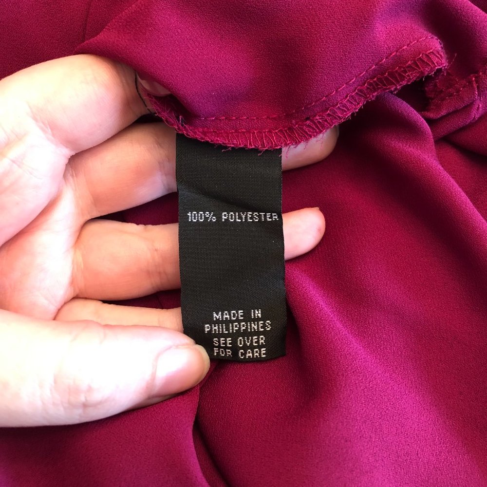 A. Byer Burgundy V-Neck 3/4 Sleeve Blouse | Size XL - Picture 10 of 11